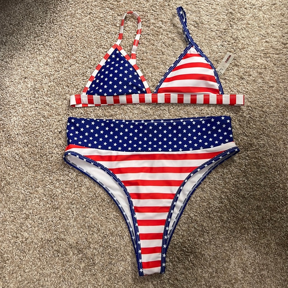 High Waisted American Flag Two Piece Bikini